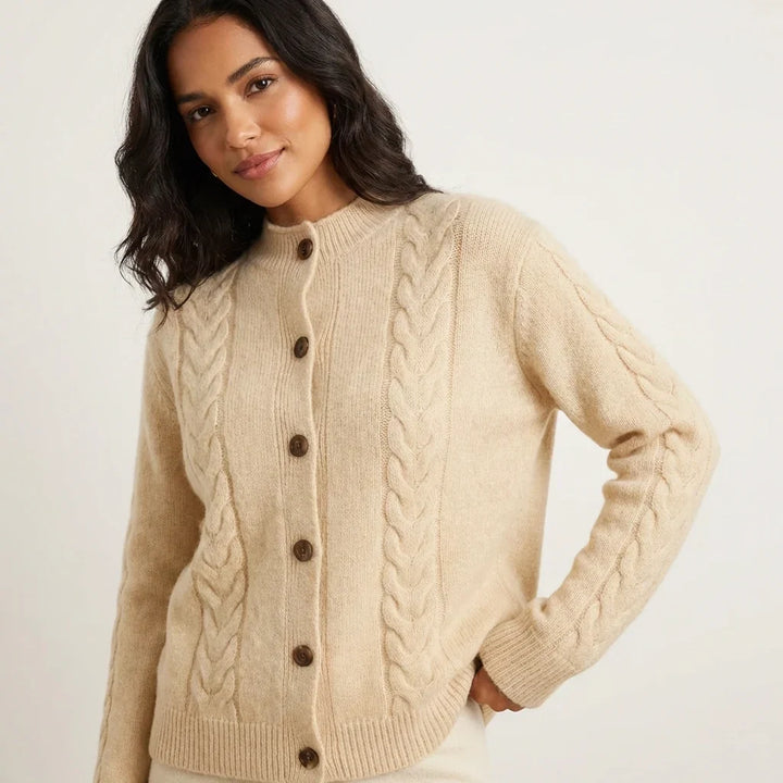Esther | Cable Knit Button-Front Cardigan for Women