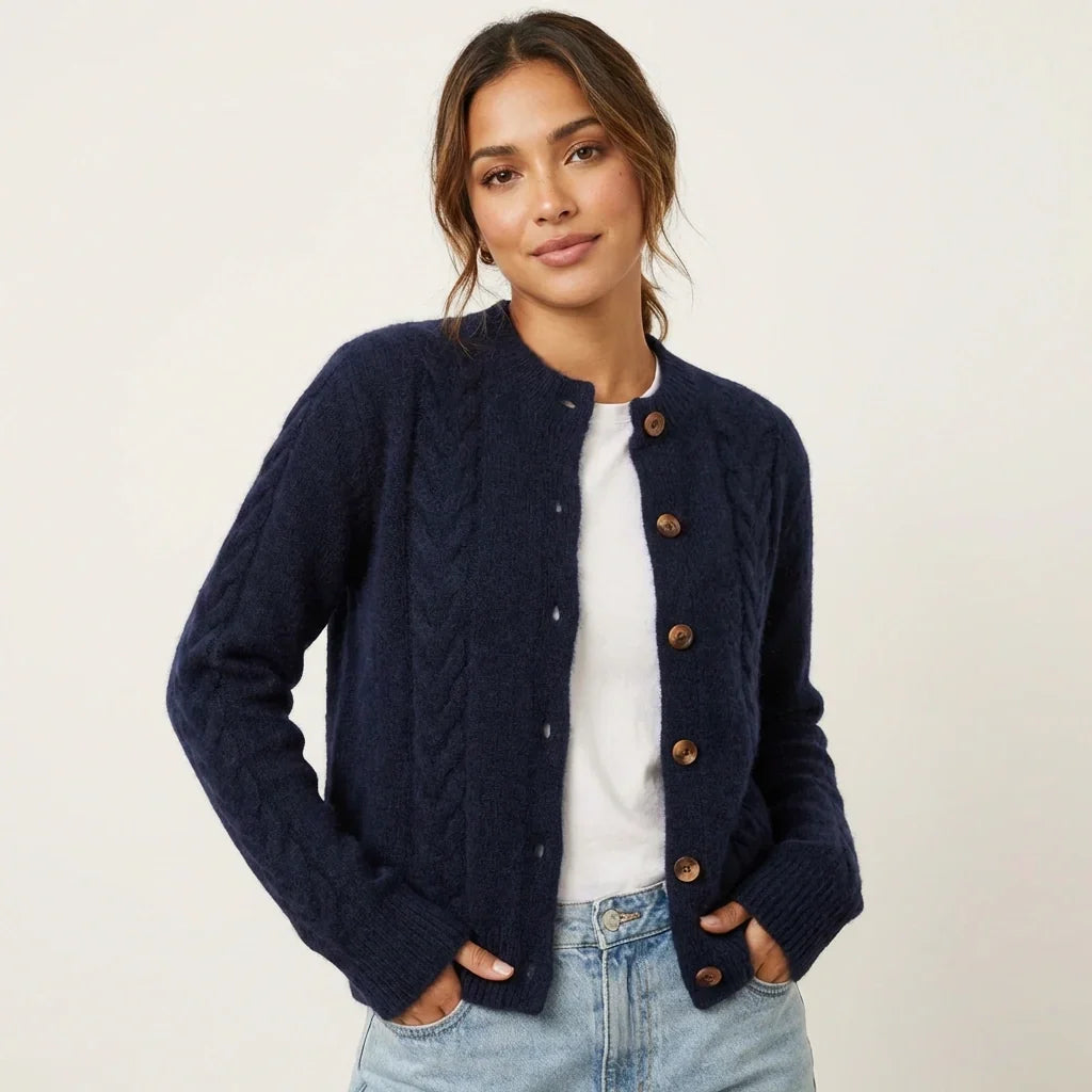 Esther | Cable Knit Button-Front Cardigan for Women