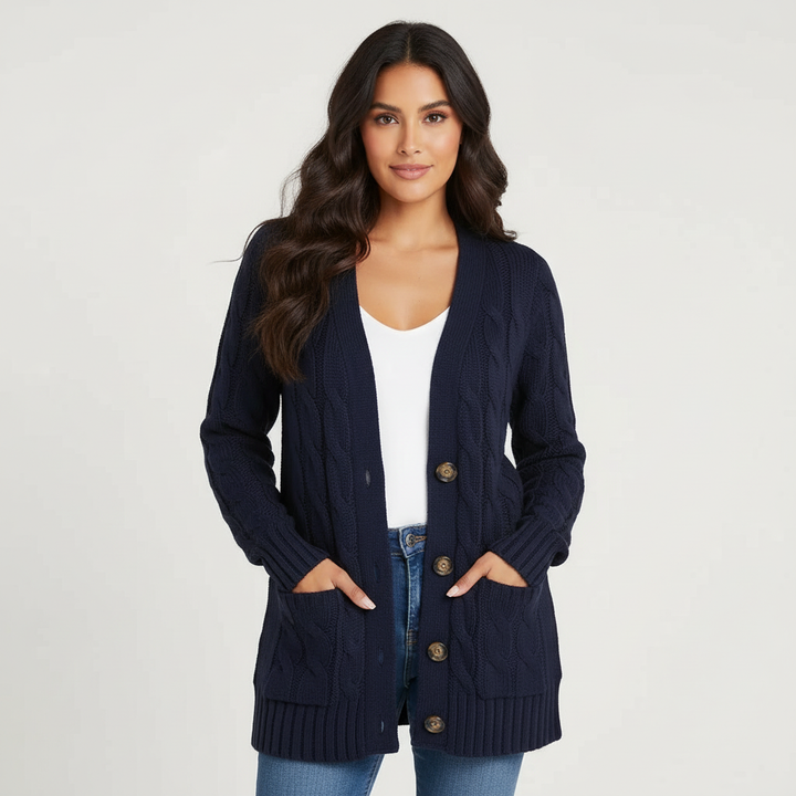 Noelle | Cable Knit Longline Cardigan for Women