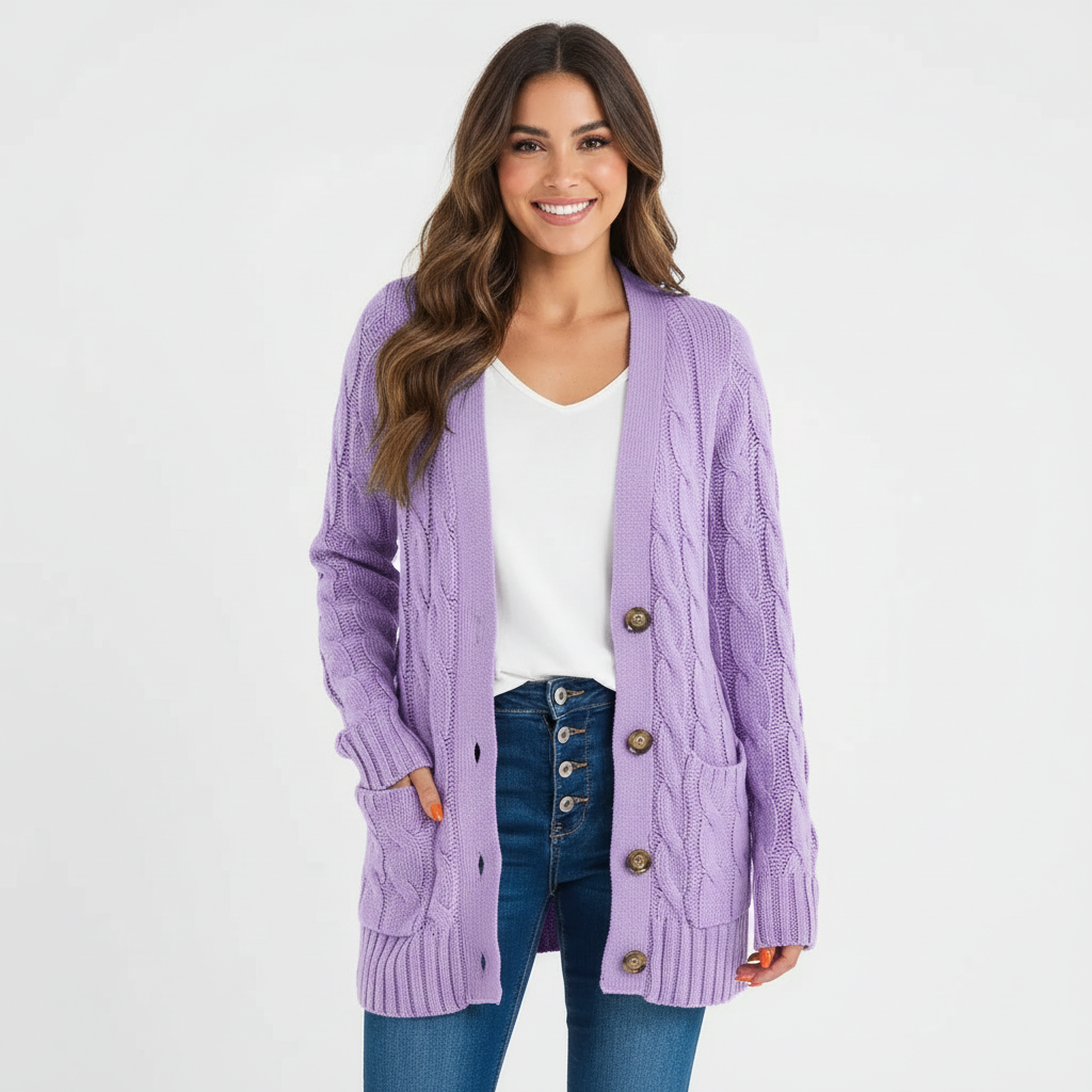 Noelle | Cable Knit Longline Cardigan for Women