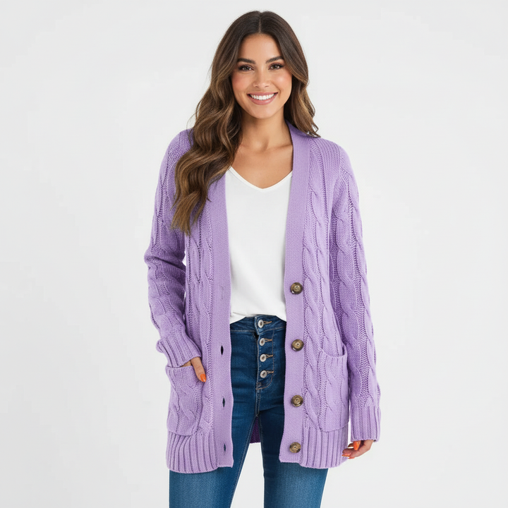 Noelle | Cable Knit Longline Cardigan for Women