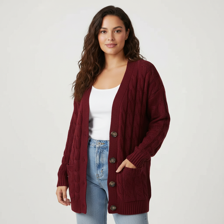 Noelle | Cable Knit Longline Cardigan for Women