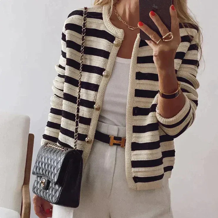Sienna | Striped Button-Front Cardigan for Women
