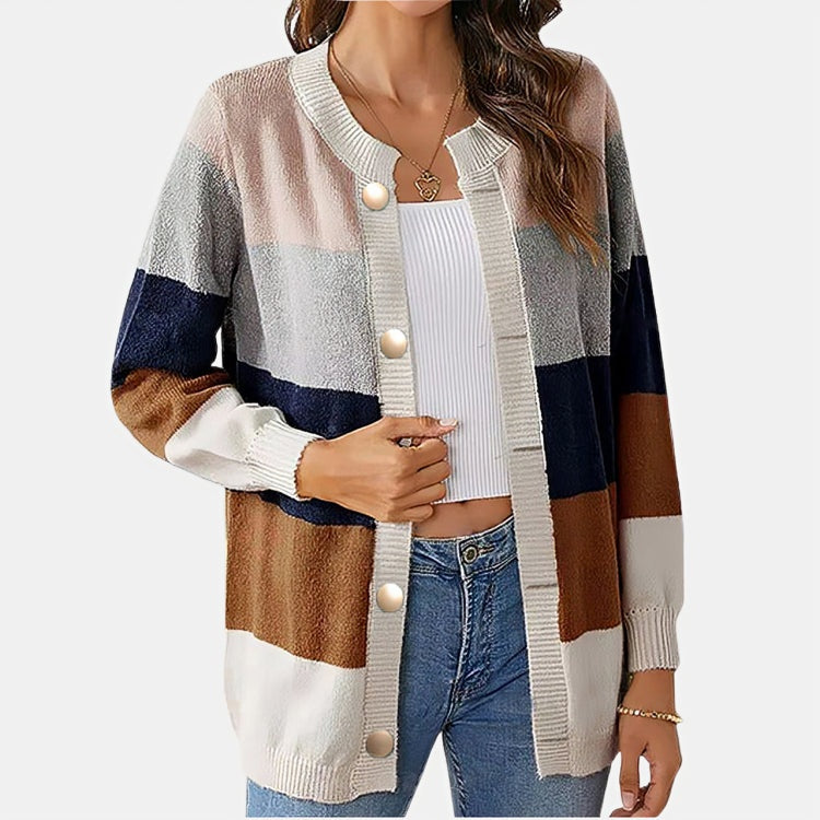 Cora | Striped Button-Front Cardigan for Women