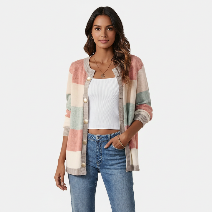 Cora | Striped Button-Front Cardigan for Women