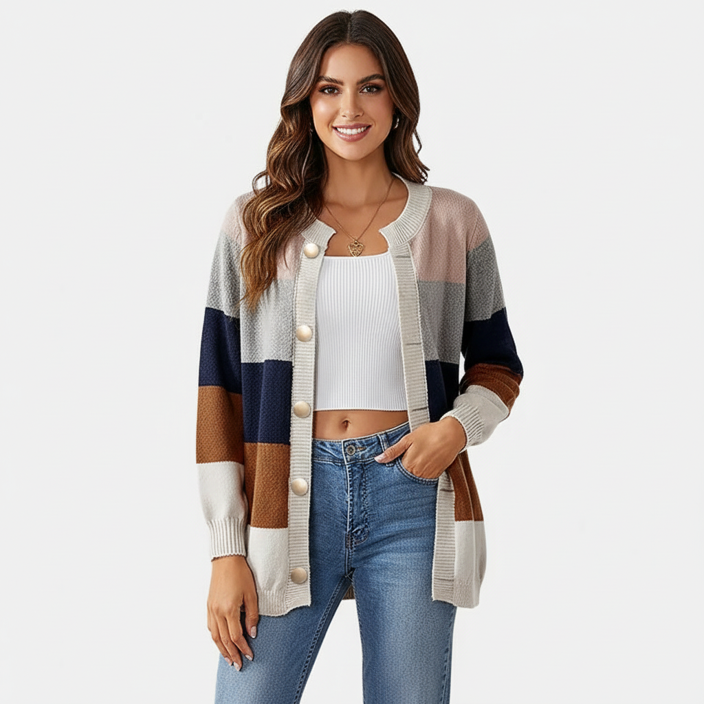 Cora | Striped Button-Front Cardigan for Women