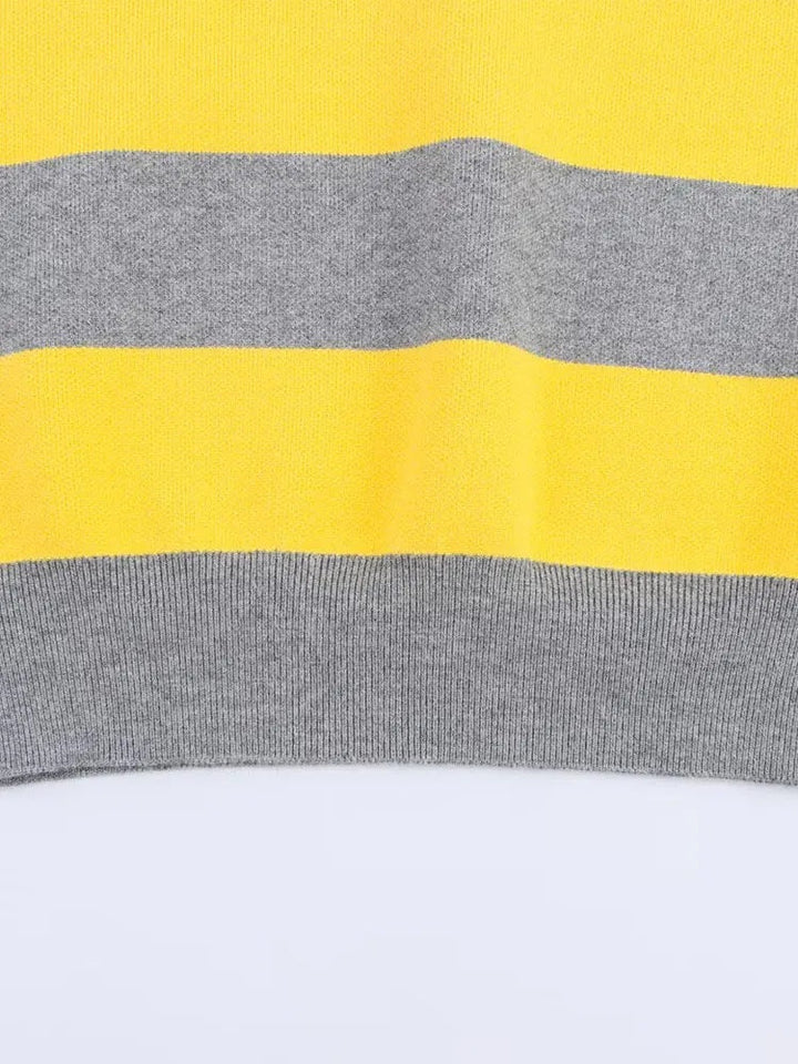 Yvonne | Striped V-Neck Knit Polo for Women