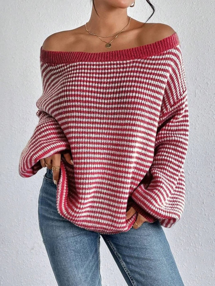 Claire | Striped Off-Shoulder Sweater for Women