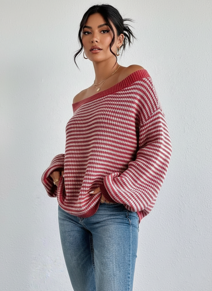 Claire | Striped Off-Shoulder Sweater for Women