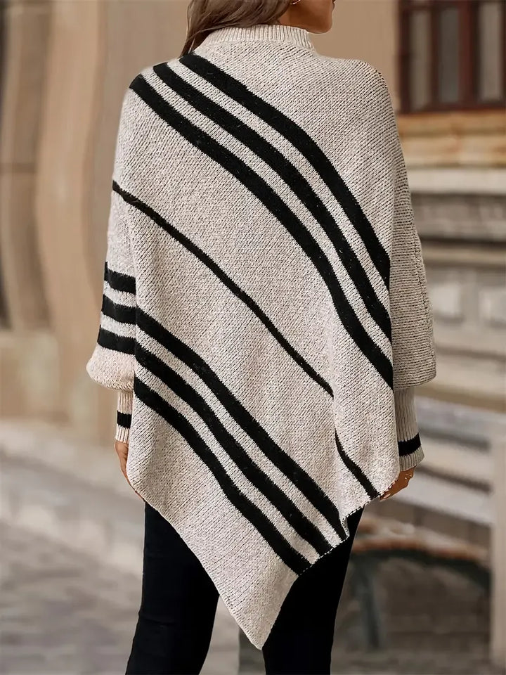 Abbie | Striped Knit Poncho for Women