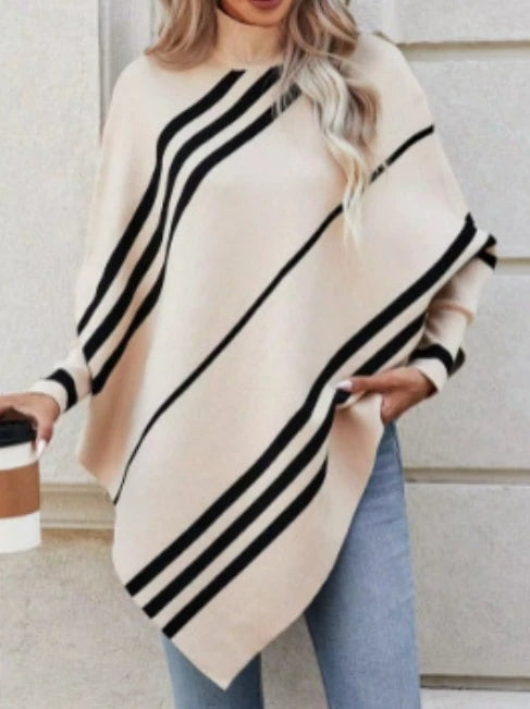 Abbie | Striped Knit Poncho for Women