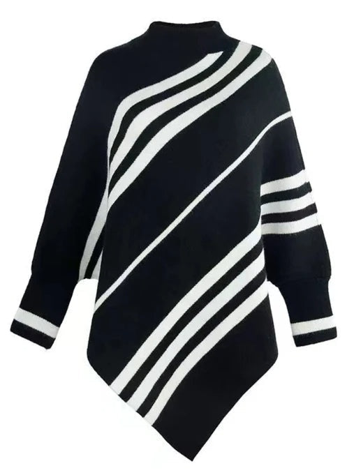Abbie | Striped Knit Poncho for Women