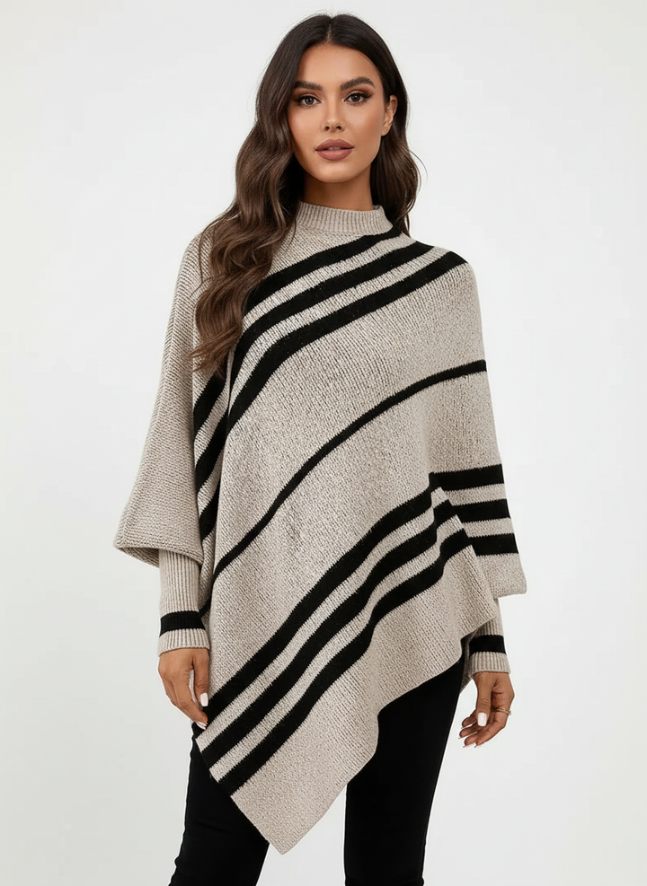 Abbie | Striped Knit Poncho for Women