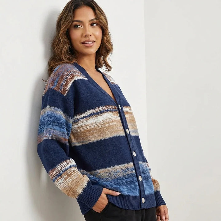 Sofia | Striped V-Neck Cardigan for Women