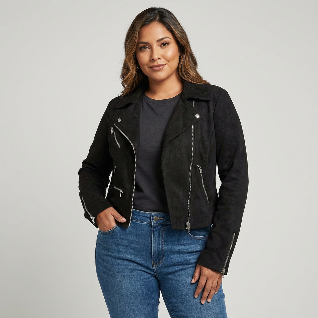 Giselle | Zip-Up Suede Moto Jacket for Women