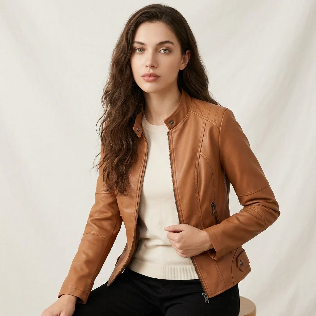 Carmen | Sleek Faux Leather Jacket for Women