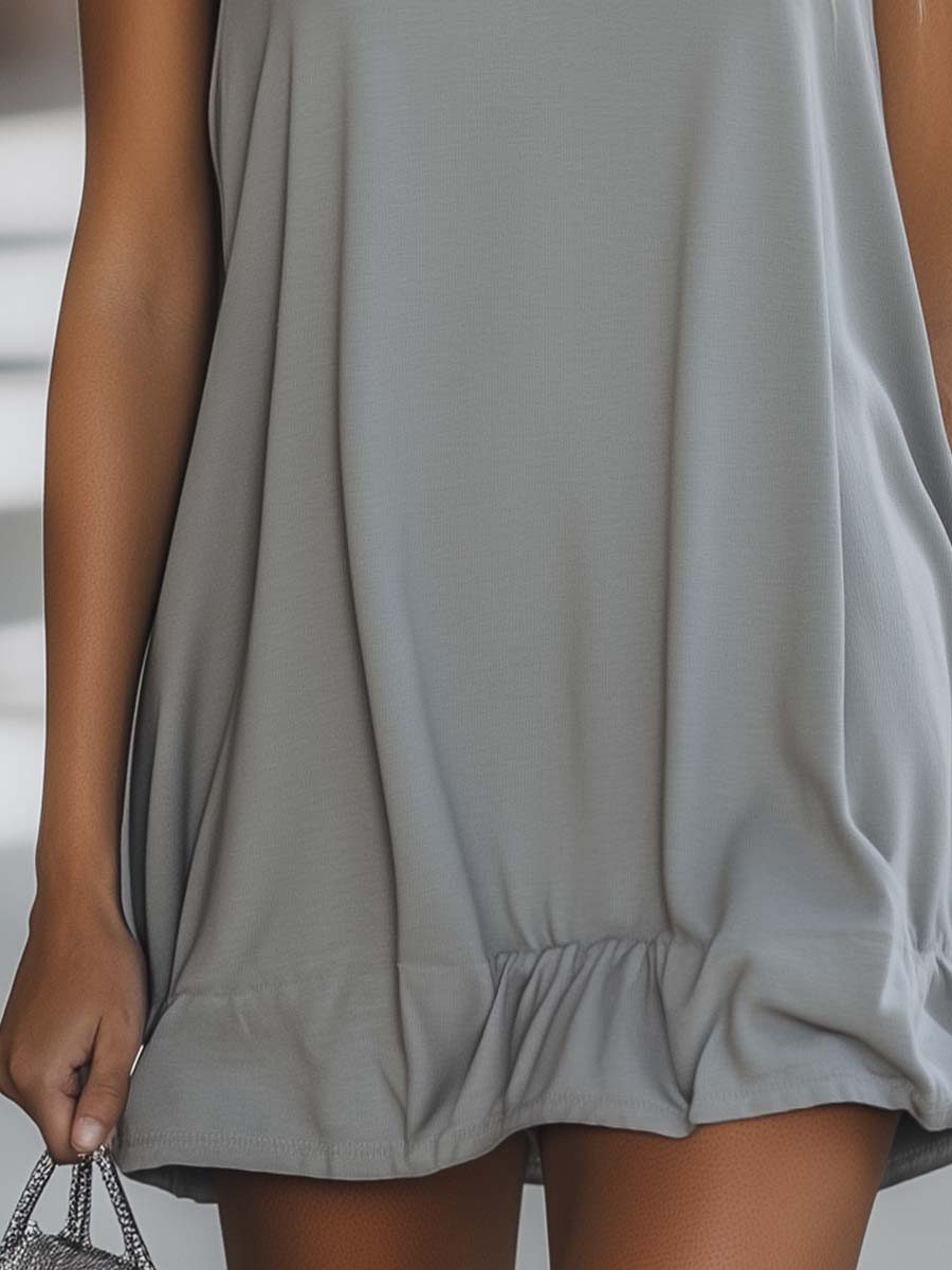 Grey Sleeveless Mini Dress | Casual Dress