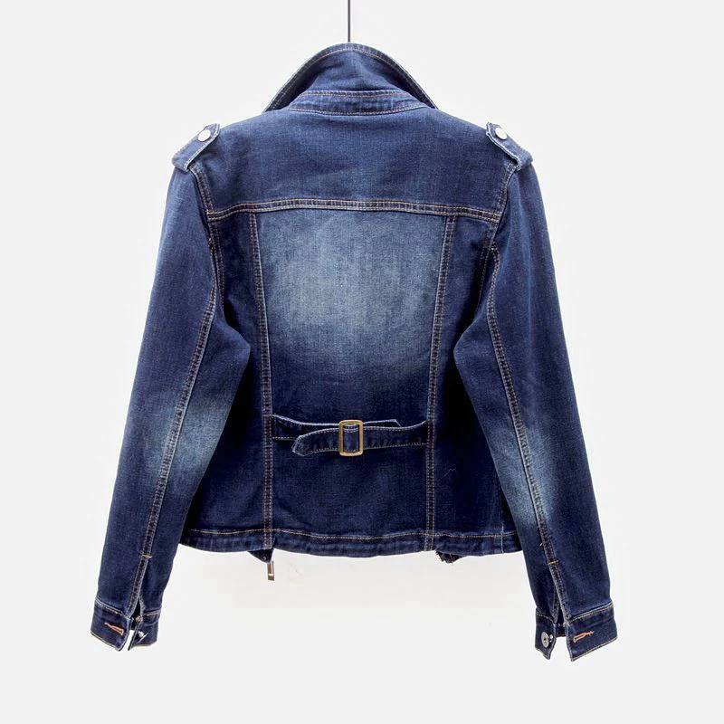 Chloe | Cropped Denim Moto Jacket for Women