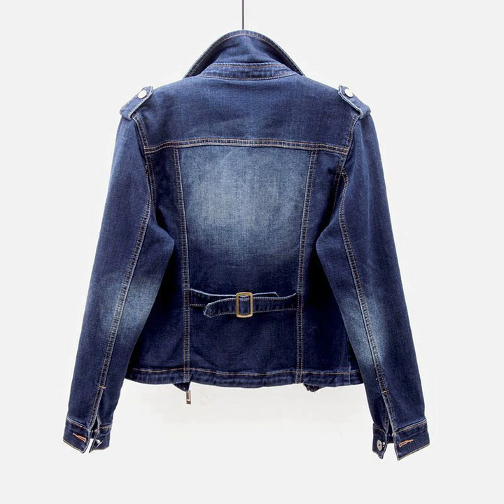 Chloe | Cropped Denim Moto Jacket for Women