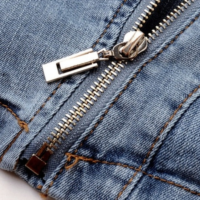 Chloe | Cropped Denim Moto Jacket for Women