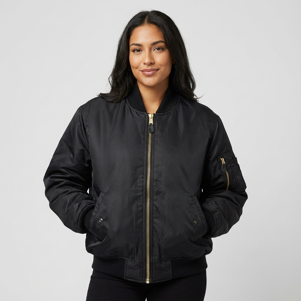 Leah | Zip-Up Satin Bomber Jacket for Women