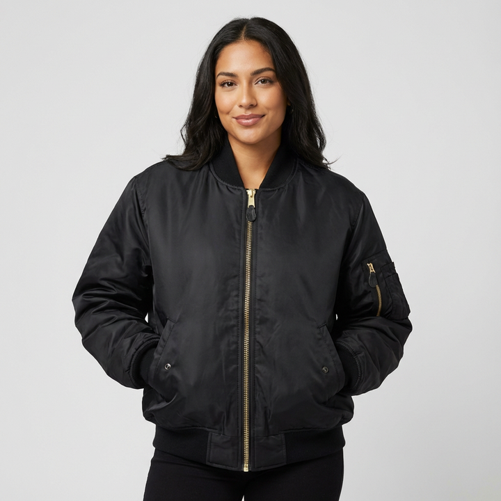 Leah | Zip-Up Satin Bomber Jacket for Women