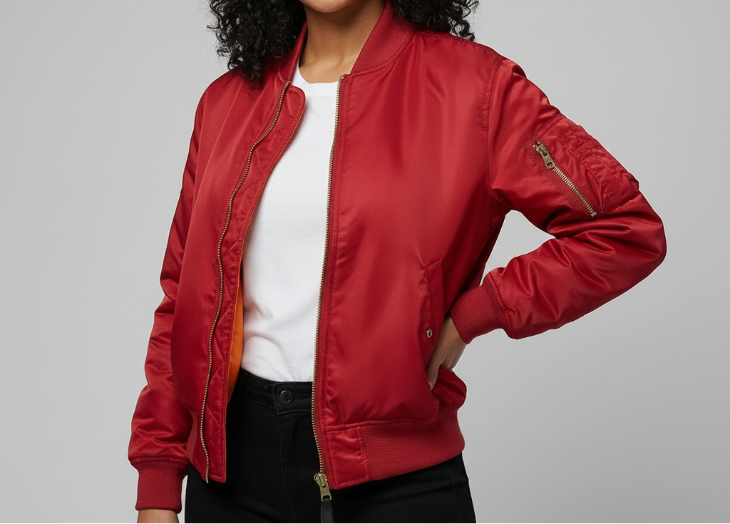 Leah | Zip-Up Satin Bomber Jacket for Women