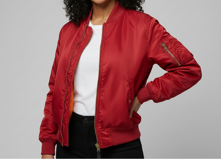 Leah | Zip-Up Satin Bomber Jacket for Women