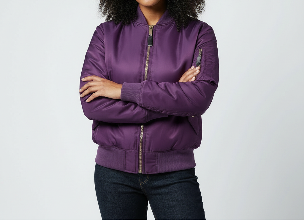 Leah | Zip-Up Satin Bomber Jacket for Women