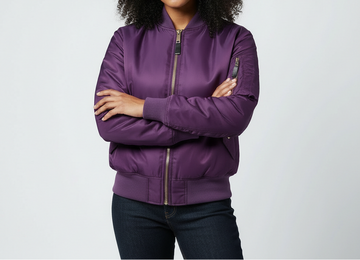 Leah | Zip-Up Satin Bomber Jacket for Women