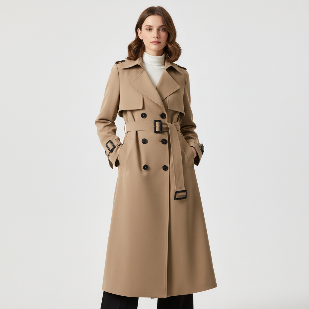 Cecilia | Long Double-Breasted Trench Coat for Women