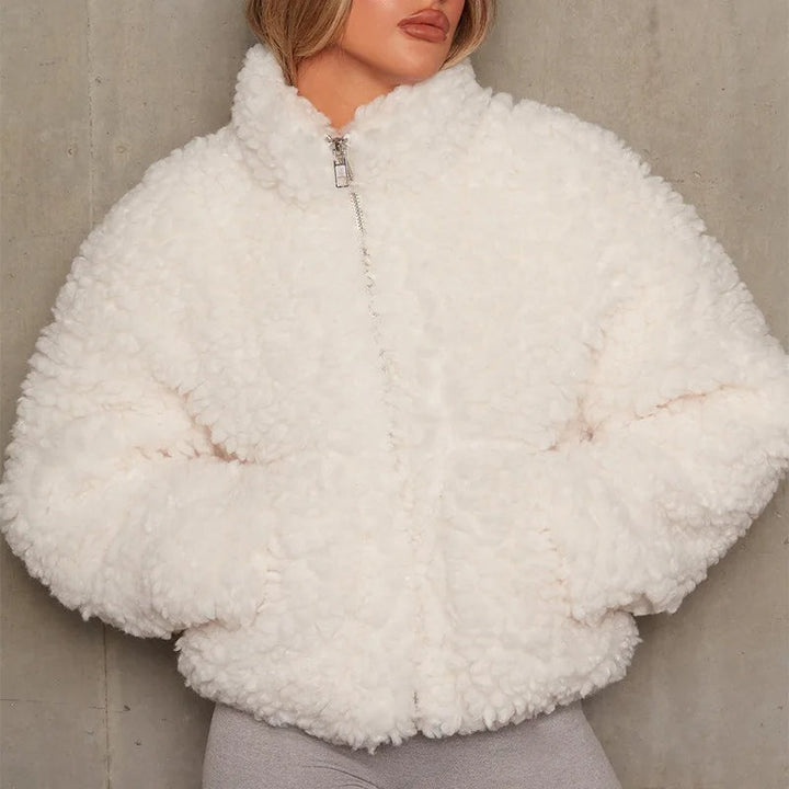 Alexandra | Cropped Zip-Up Teddy Coat for Women