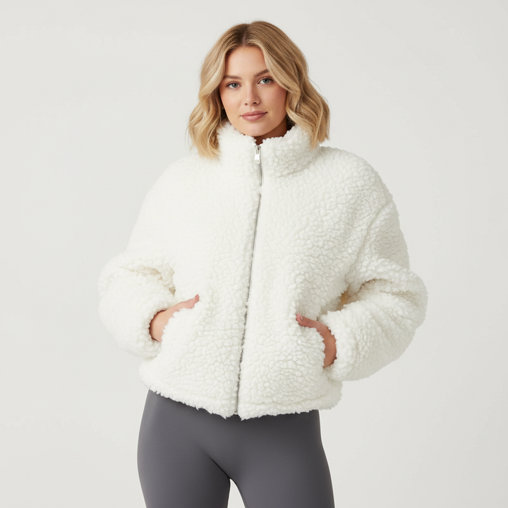 Alexandra | Cropped Zip-Up Teddy Coat for Women