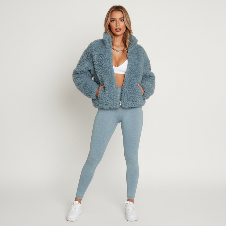 Alexandra | Cropped Zip-Up Teddy Coat for Women