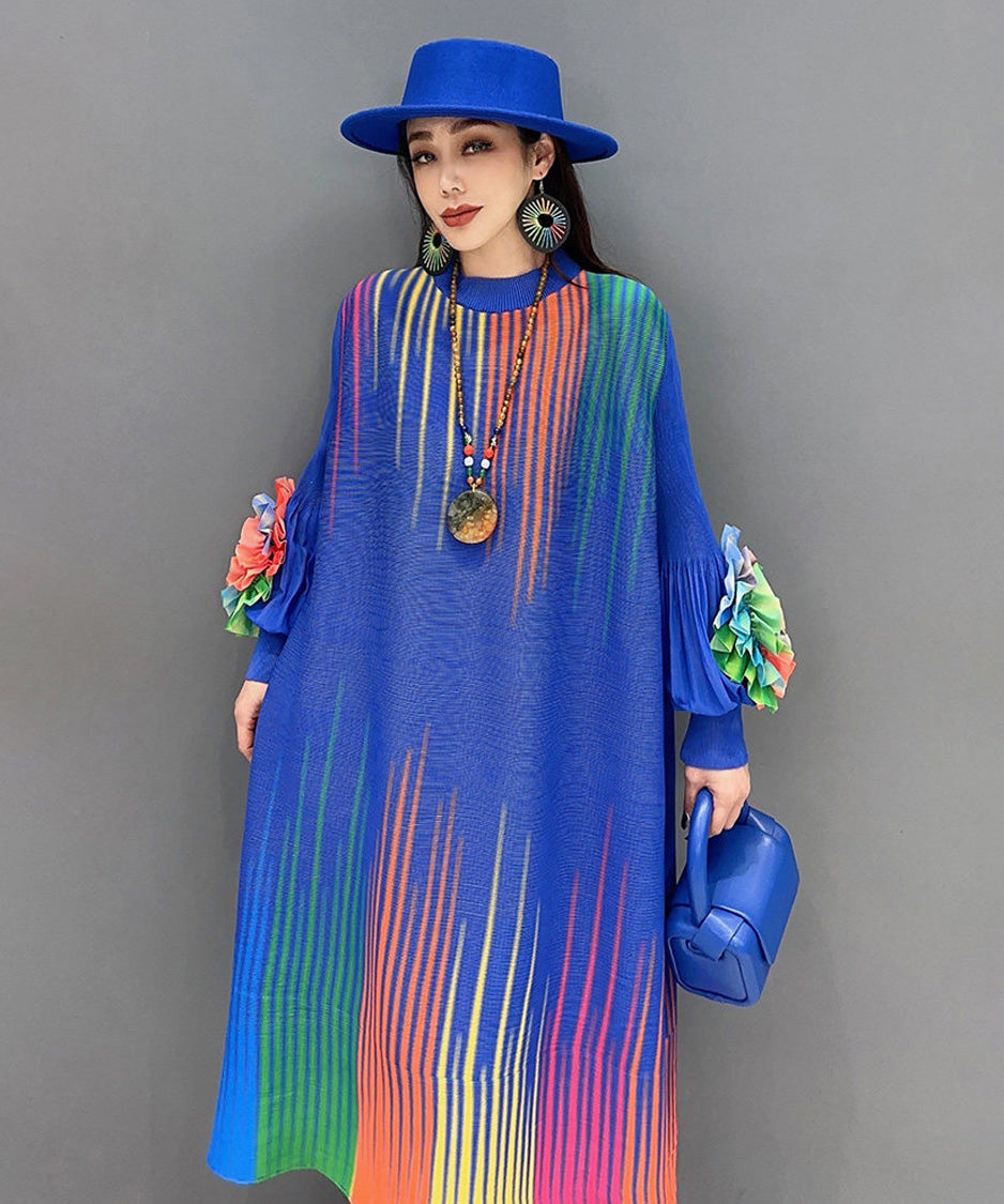 Gradient Pleats Long Dress – White Dress