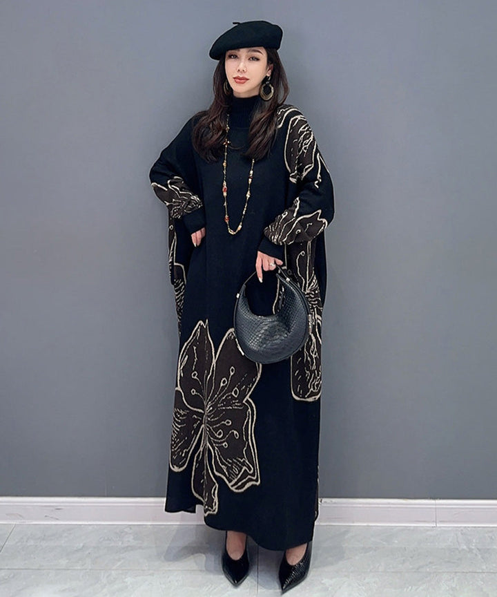 Floral Motif Knit Long Dress – White Dress