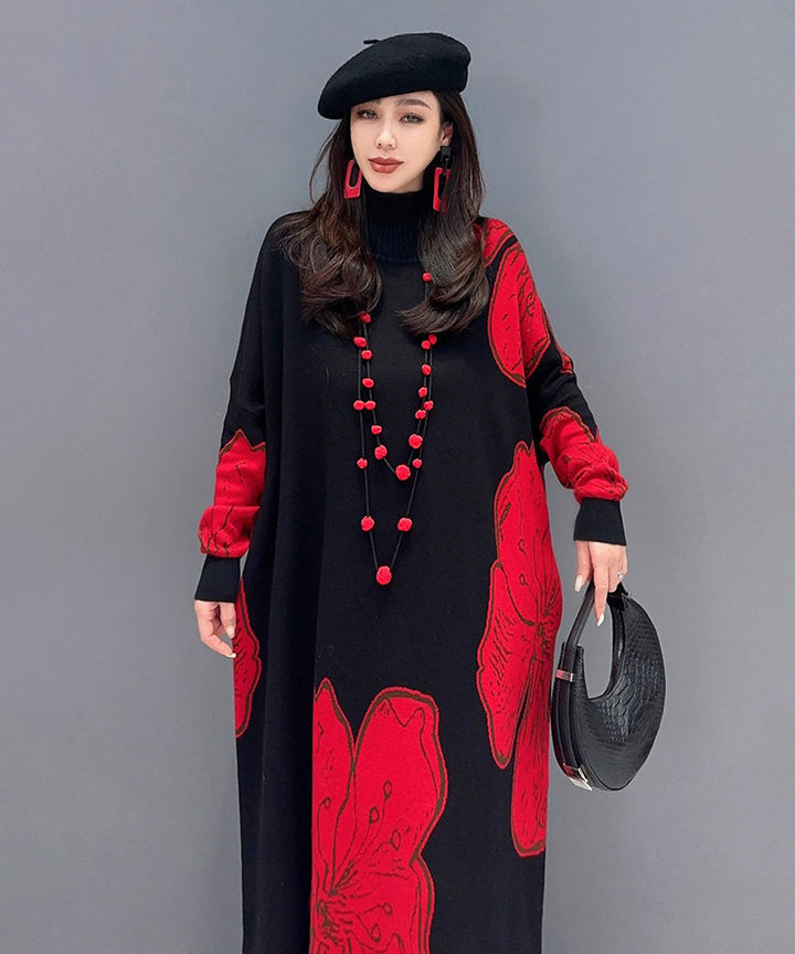 Floral Motif Knit Long Dress – White Dress