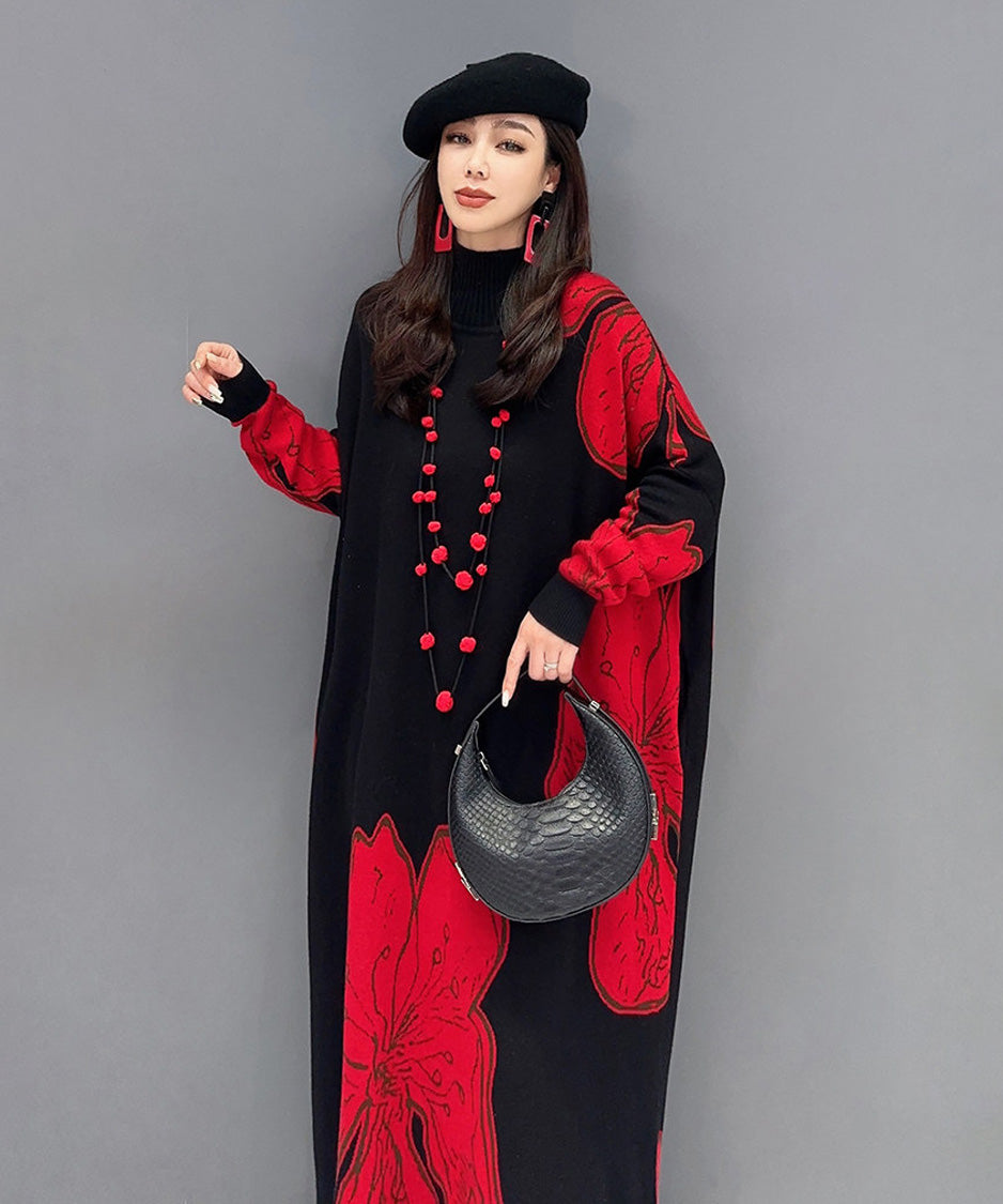 Floral Motif Knit Long Dress – White Dress