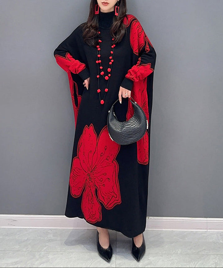Floral Motif Knit Long Dress – White Dress