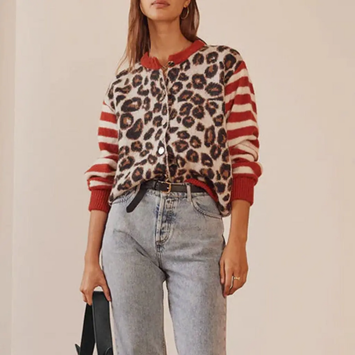 Vivienne | Cropped Leopard Print Cardigan for Women