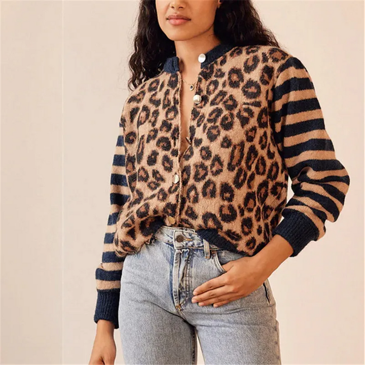 Vivienne | Cropped Leopard Print Cardigan for Women