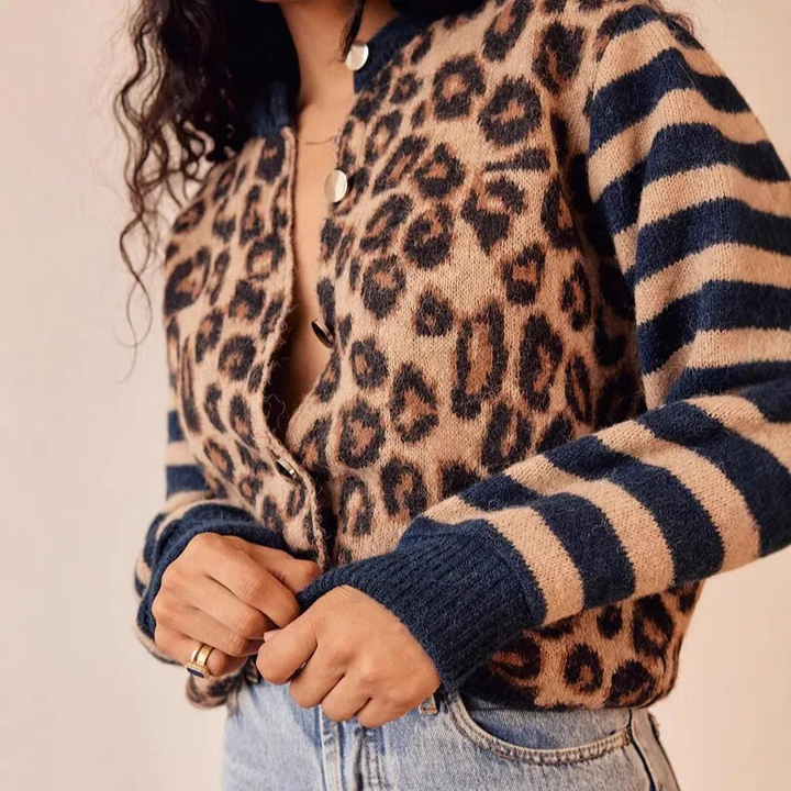Vivienne | Cropped Leopard Print Cardigan for Women