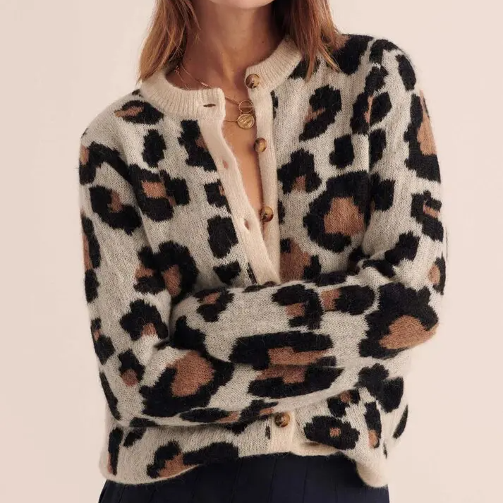 Vivienne | Cropped Leopard Print Cardigan for Women