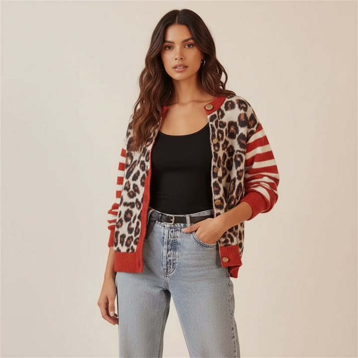 Vivienne | Cropped Leopard Print Cardigan for Women