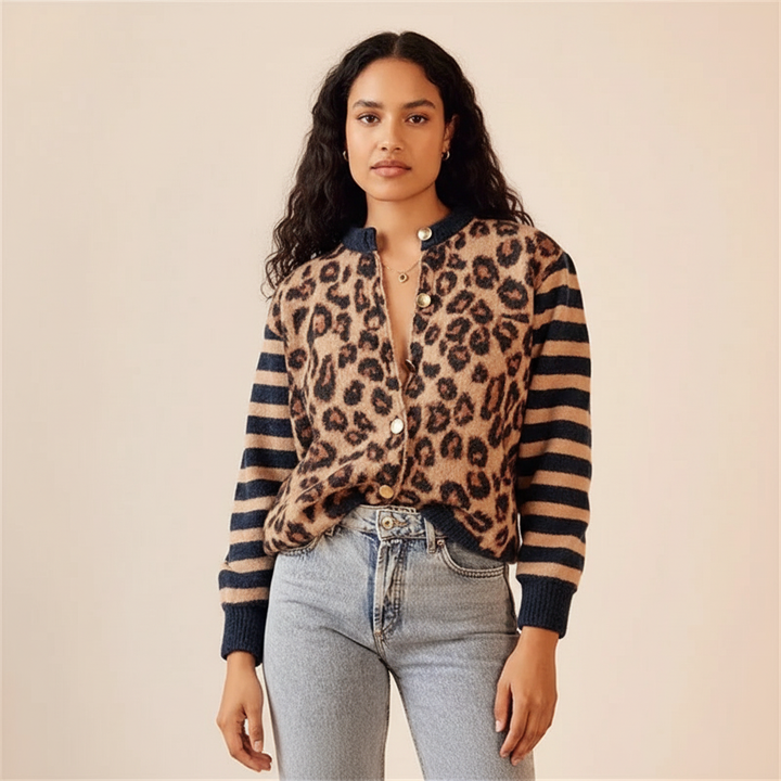 Vivienne | Cropped Leopard Print Cardigan for Women