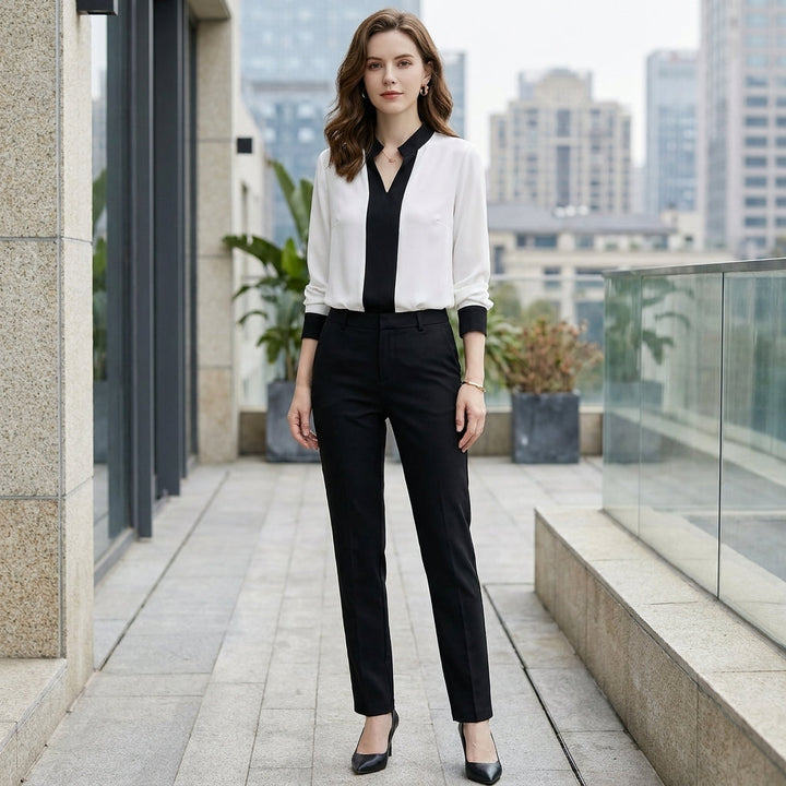 Chiffon Blouse Women V-Neck Long Sleeve Lightweight