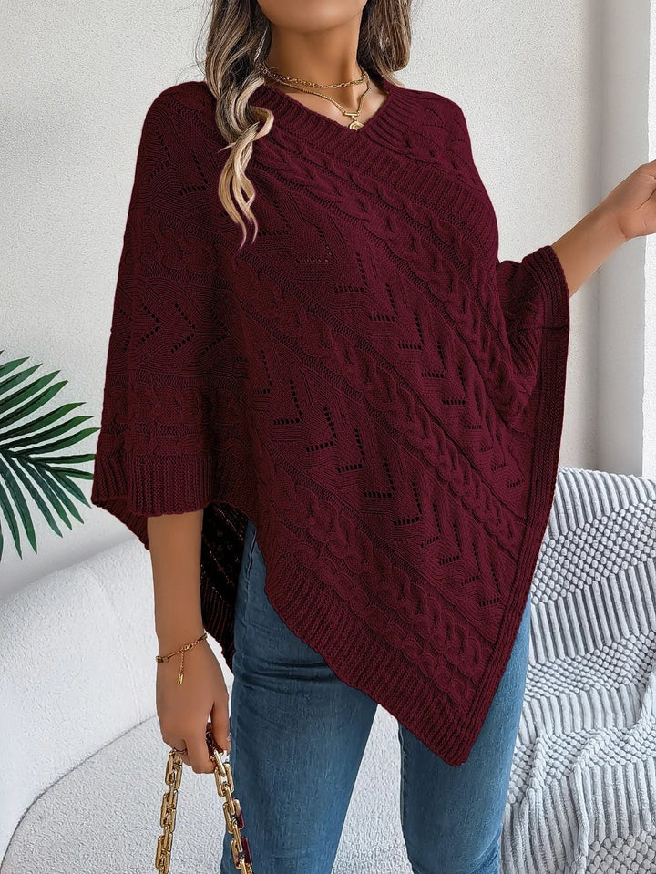 Juno | V-Neck Knit Poncho for Women