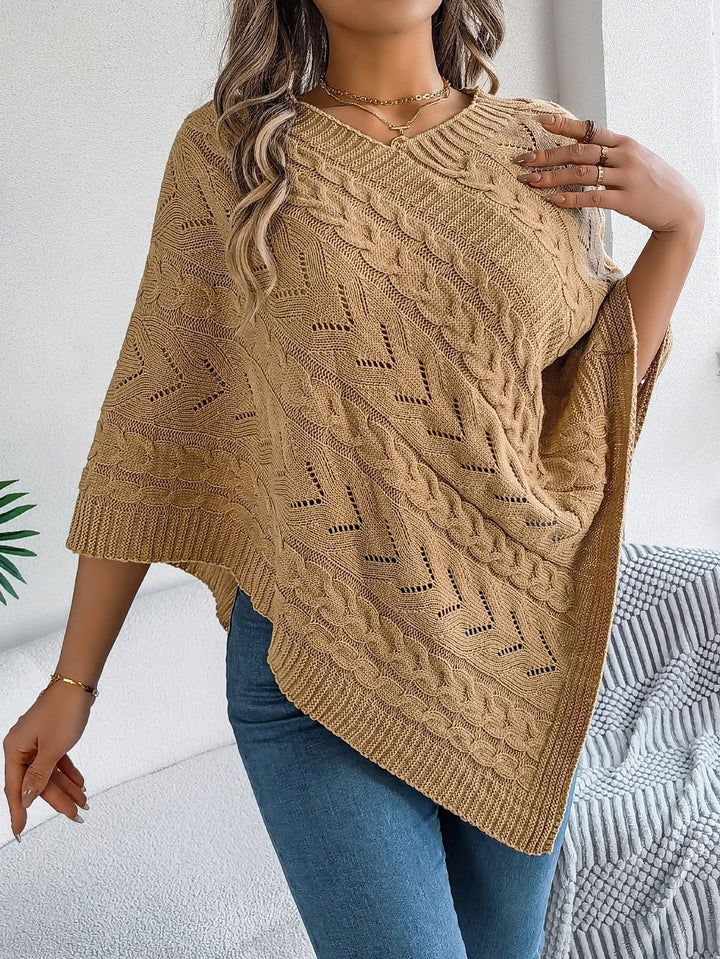 Juno | V-Neck Knit Poncho for Women
