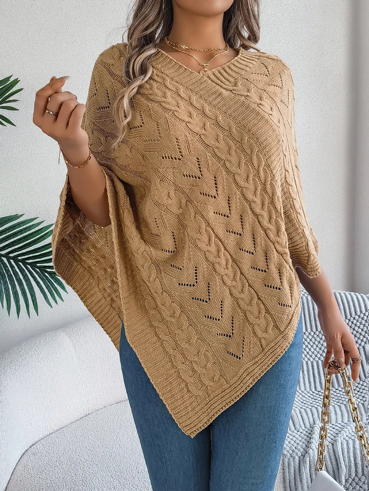 Juno | V-Neck Knit Poncho for Women