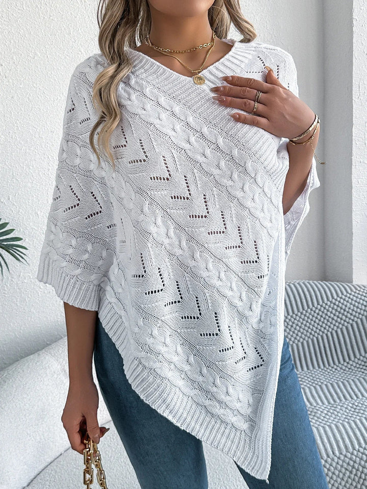 Juno | V-Neck Knit Poncho for Women